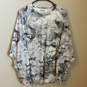 Simms Gray and White Camo Long Sleeve Shirt